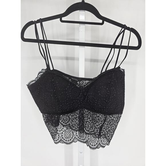 New Look Womens Sz 1X/2X Longline Bralette Black Mesh Lace NEW - Picture 1 of 5